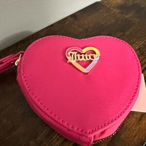 Juicy Couture Love Mode Heart Zip Wristlet Pink Flash Limited Edition NWT